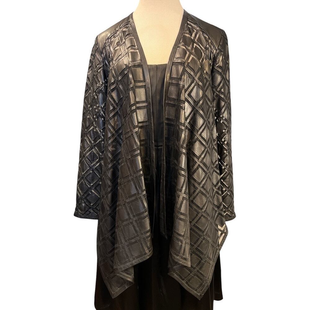 Grayse Blace Lattice Leather Cutout Jacket Size M Black Maximalist Artsy Unique